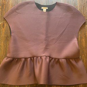 H&M Structured Peplum Top in Burgundy/Oxblood, Size 12